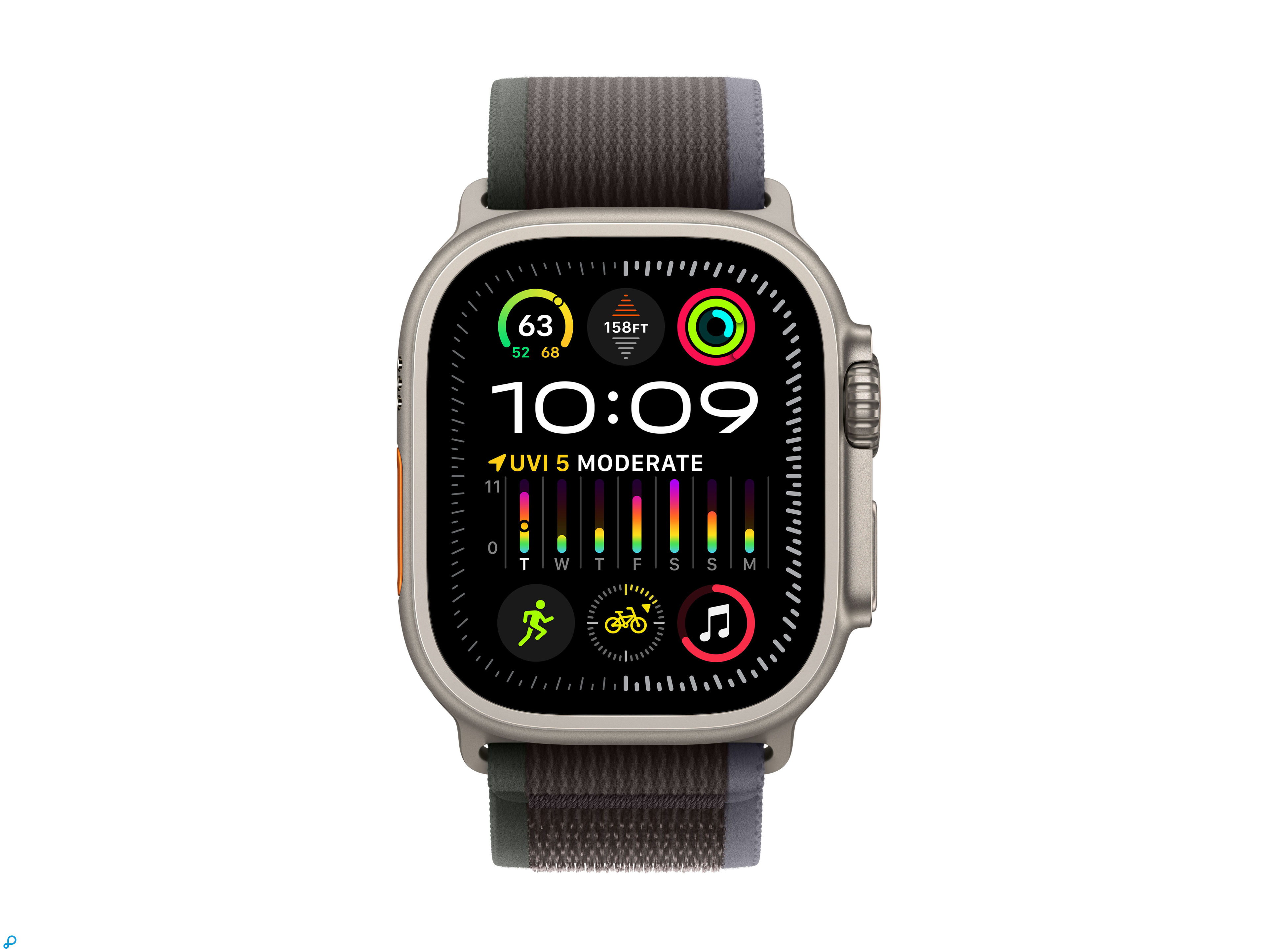 Apple Watch Ultra 2 GPS + Cellular, 49mm Titanium Case with Blue/Black Trail Loop - M/L-1