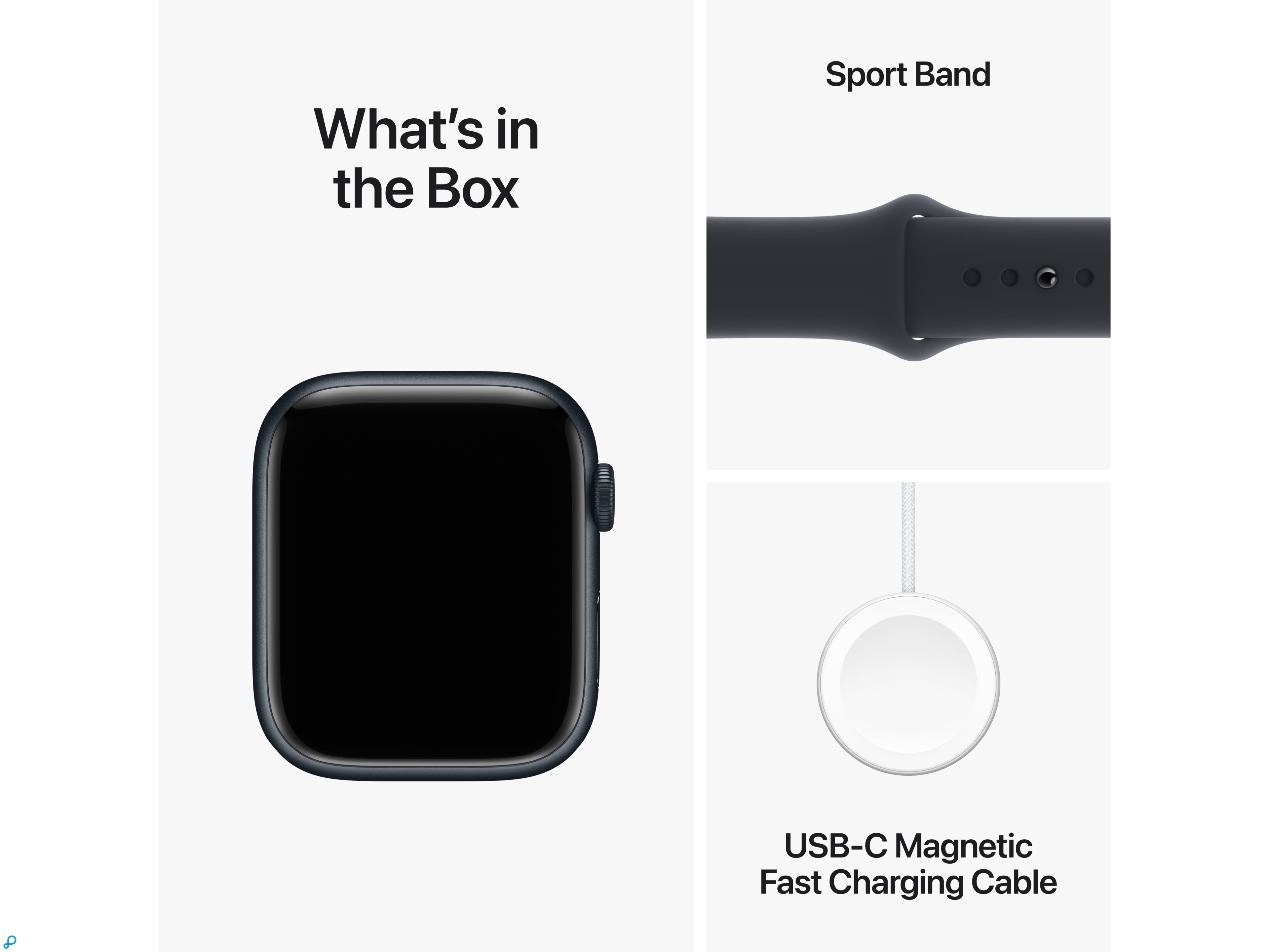 Apple Watch Series 9 GPS 45mm Midnight Aluminium Case with Midnight Sport Band - S/M-7