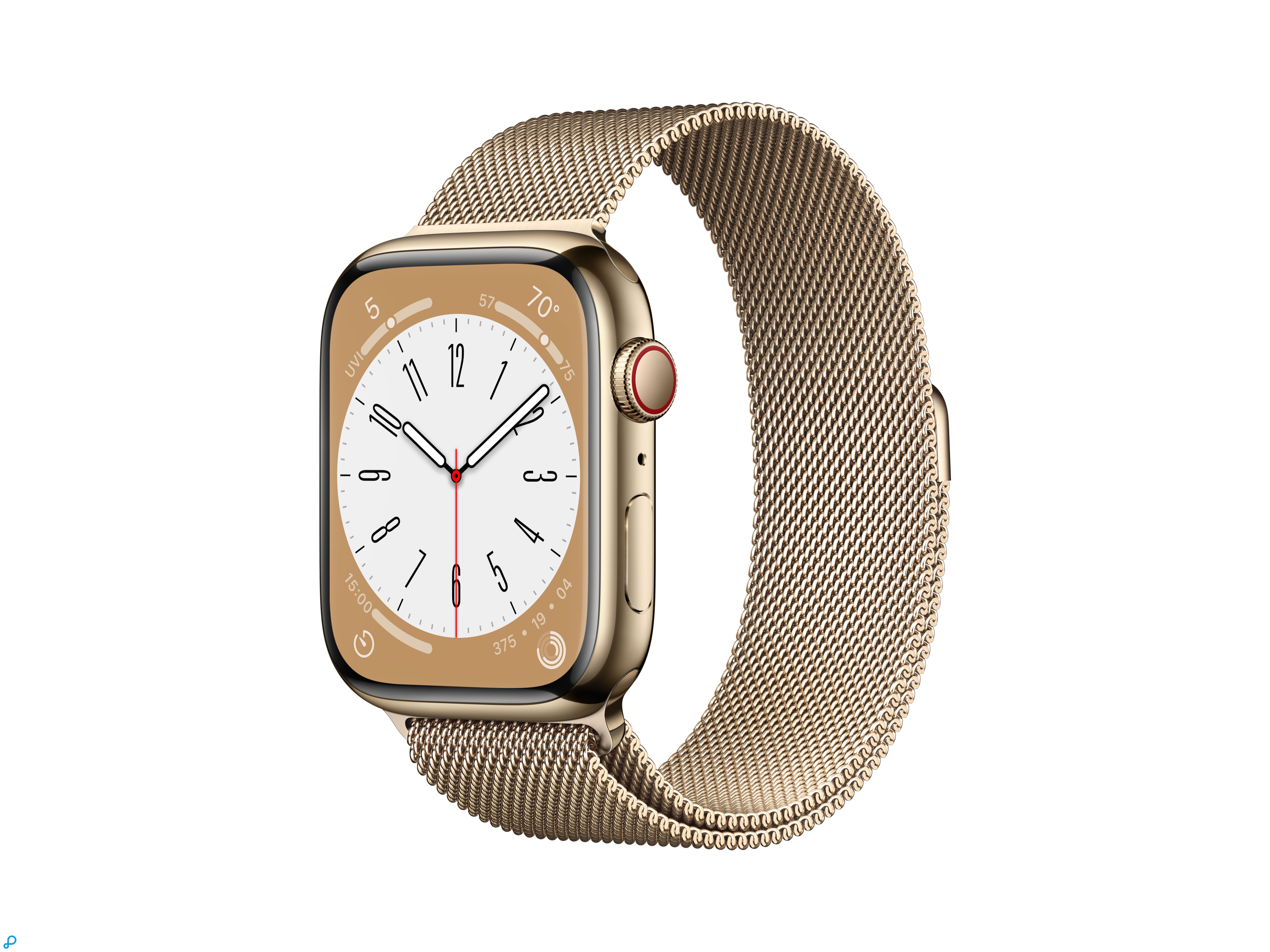 Apple Watch Series 8 GPS + Cellular 45mm Goud Stainless Steel Case met Goud Milanese Loop-0