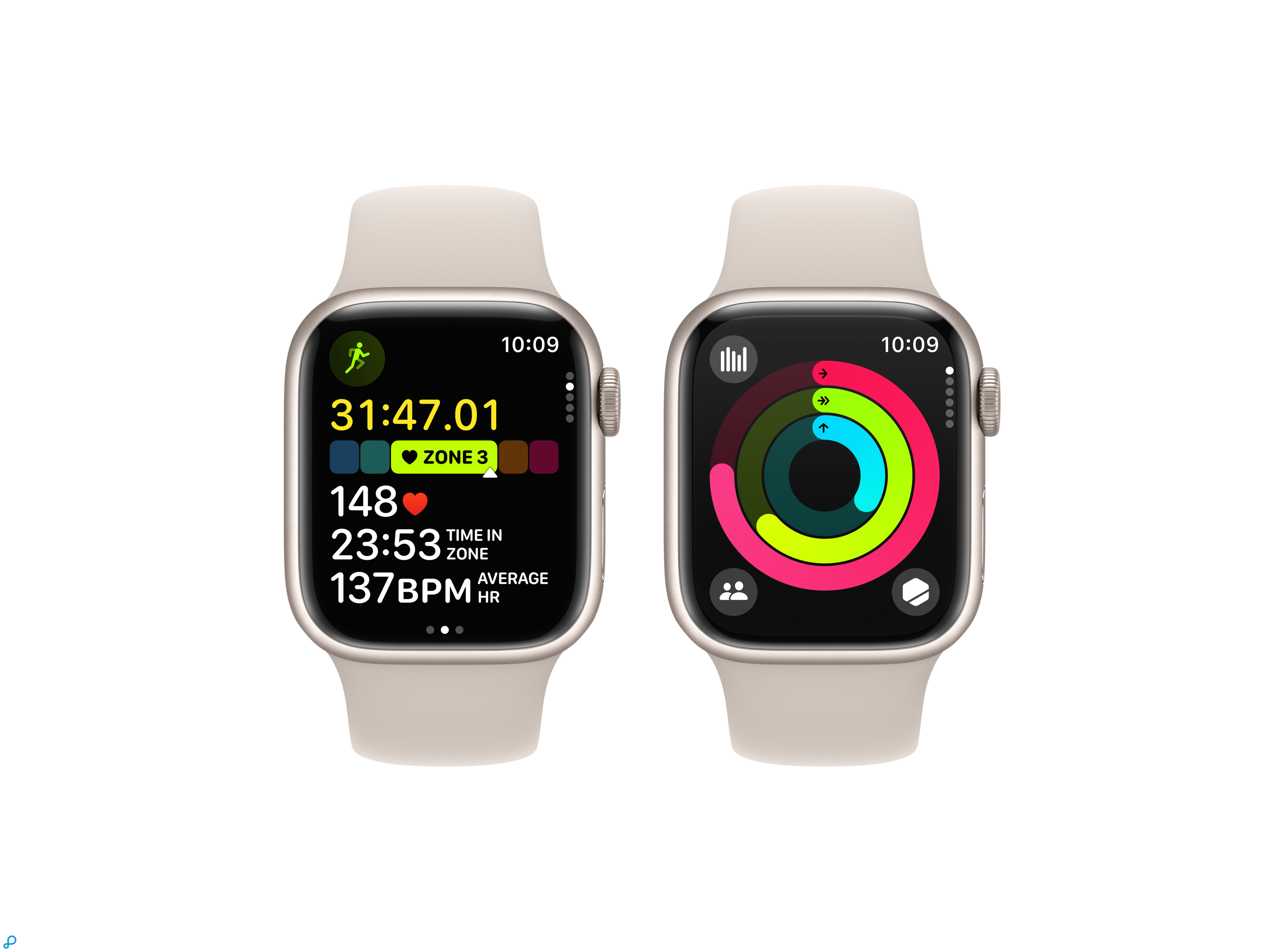 Apple Watch Series 9 GPS + Cellular 41mm Sterlicht Aluminium Kast met Sterlicht Sportband - S/M-5