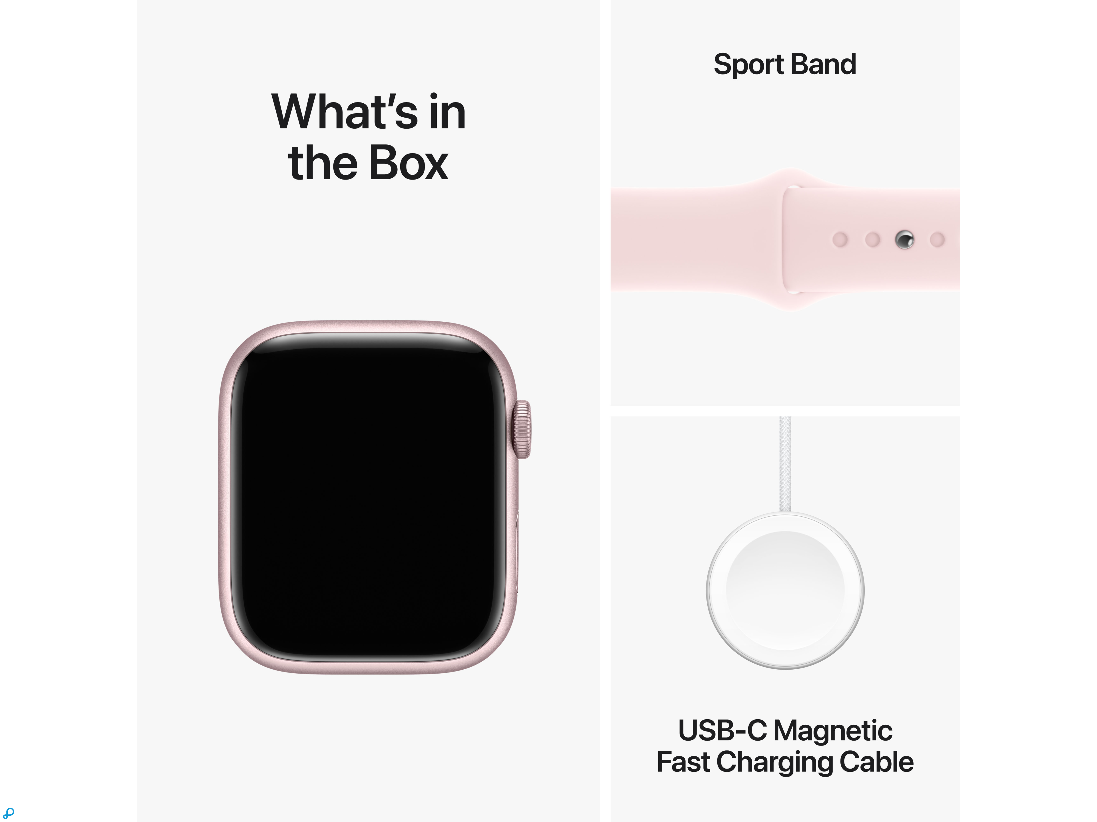 Apple Watch Series 9 GPS 45mm Pink Aluminium Case with Light Pink Sport Band - S/M-7