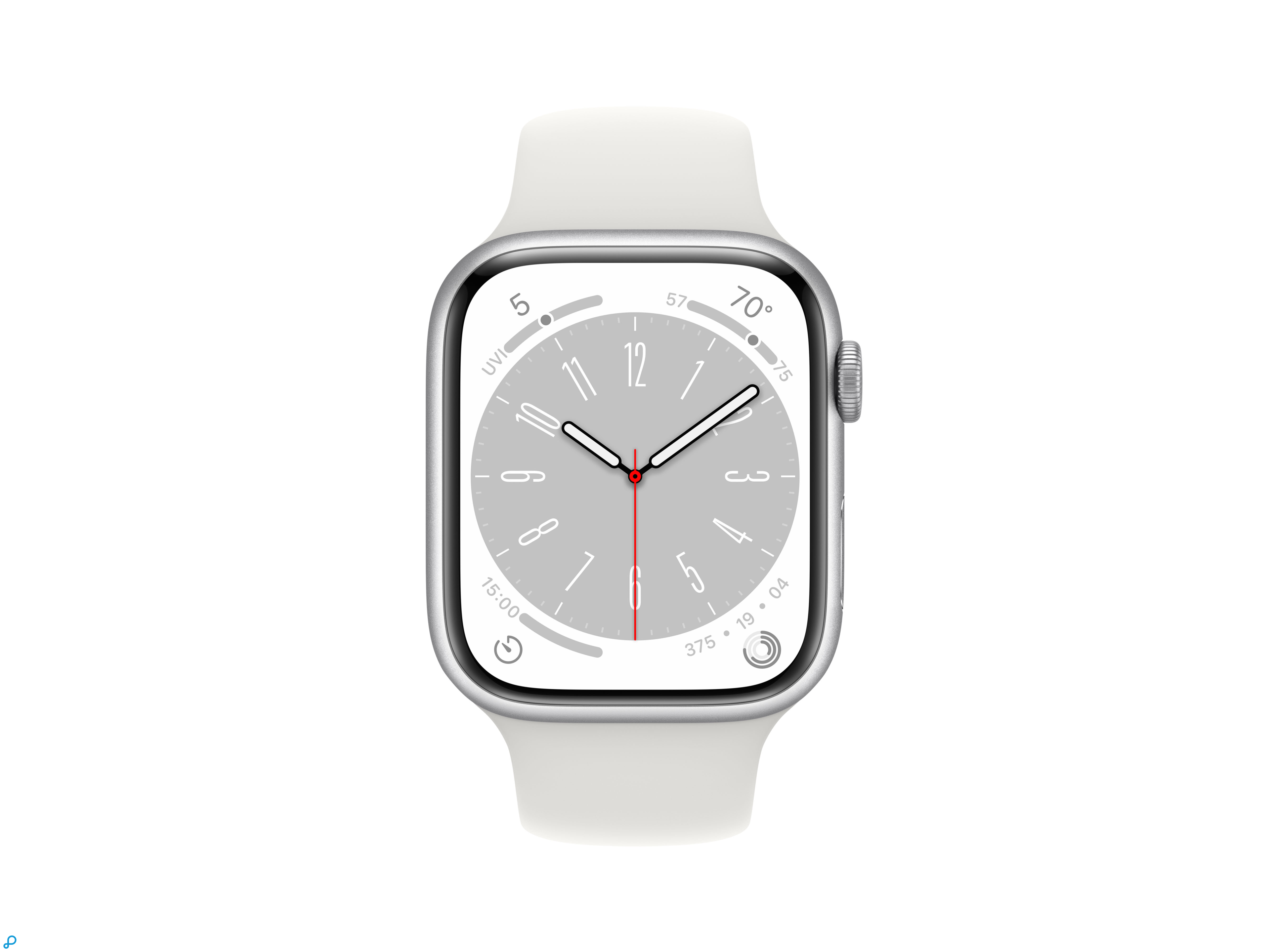 Apple Watch Series 8 GPS + Cellular 45mm Zilver Aluminium Case met Witte Sport Band - Regular-1