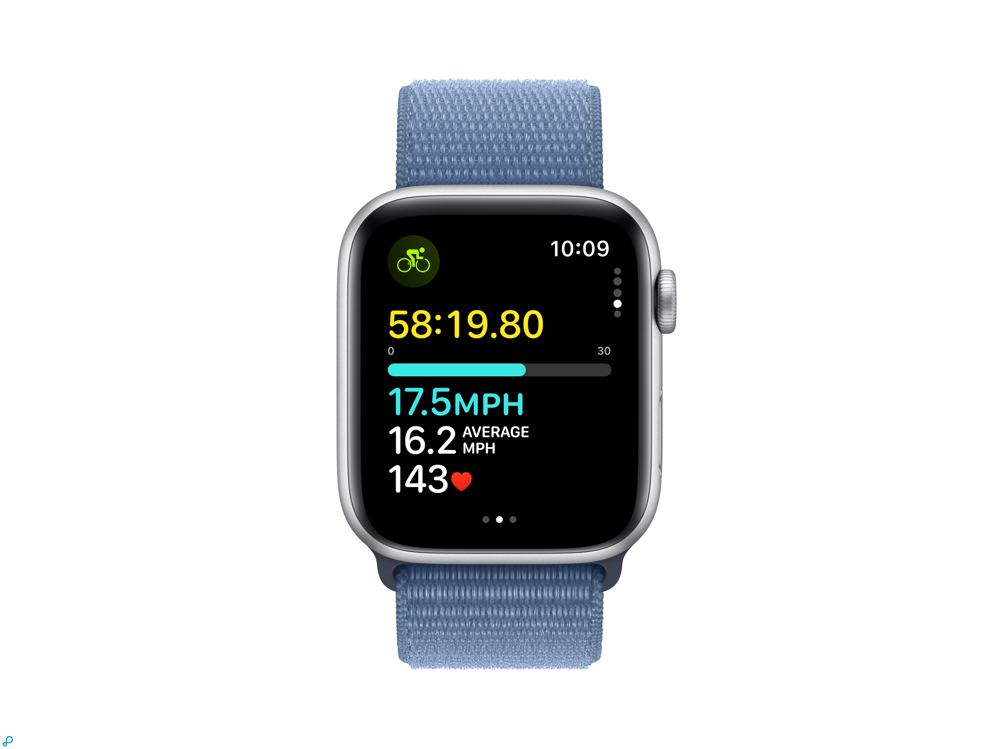 Apple Watch SE GPS + Cellular 44mm Silver Aluminium Case with Winter Blue Sport Loop-5