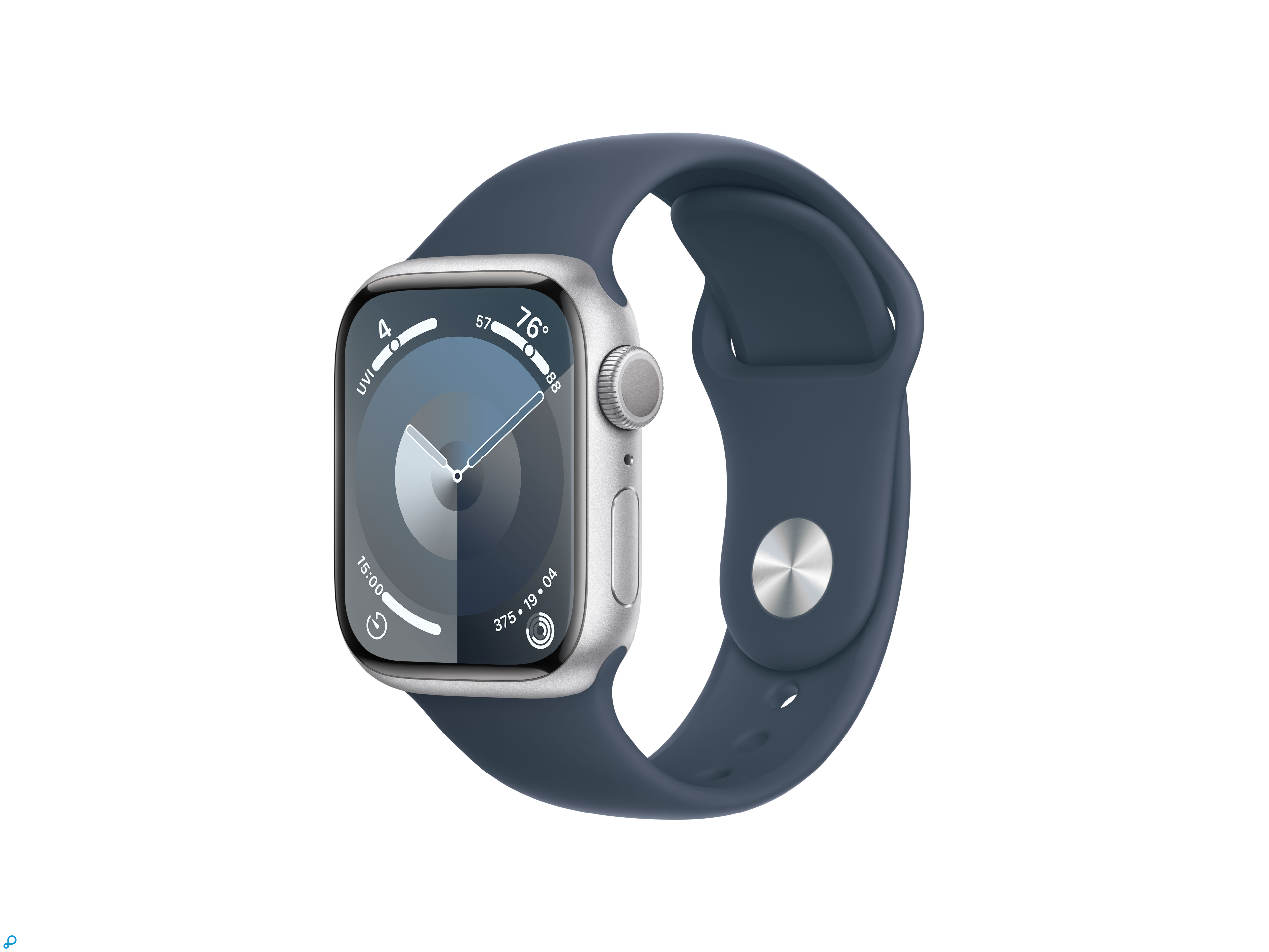 Apple Watch Series 9 GPS 41mm Zilver Aluminium Kast met Storm Blauwe Sportband - S/M-0