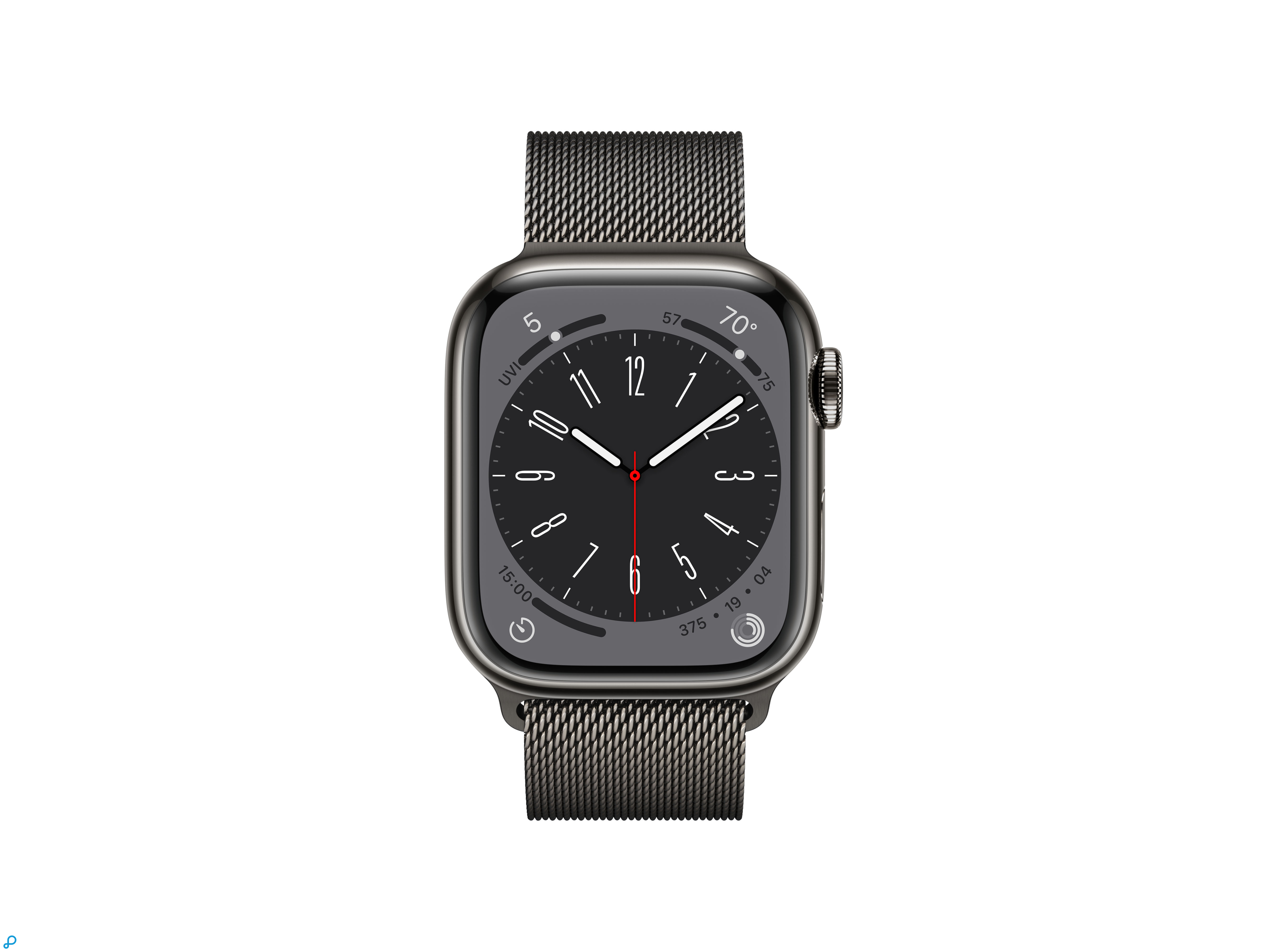 Apple Watch Series 8 GPS + Cellular 41mm Graphite Stainless Steel Case met Graphite Milanese Loop-1