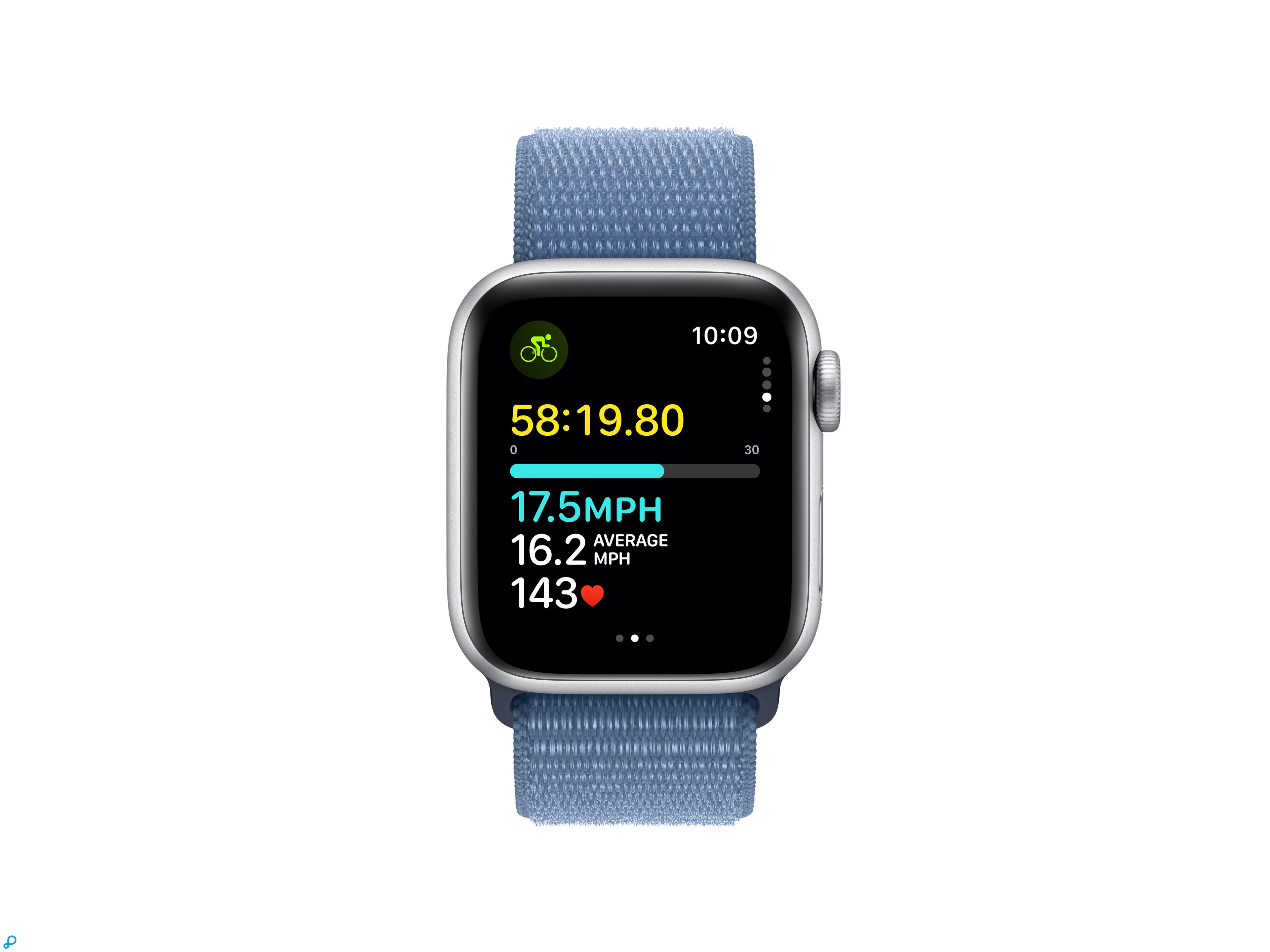 Apple Watch SE GPS + Cellular 40mm Silver Aluminium Case with Winter Blauwe Sport Loop-5