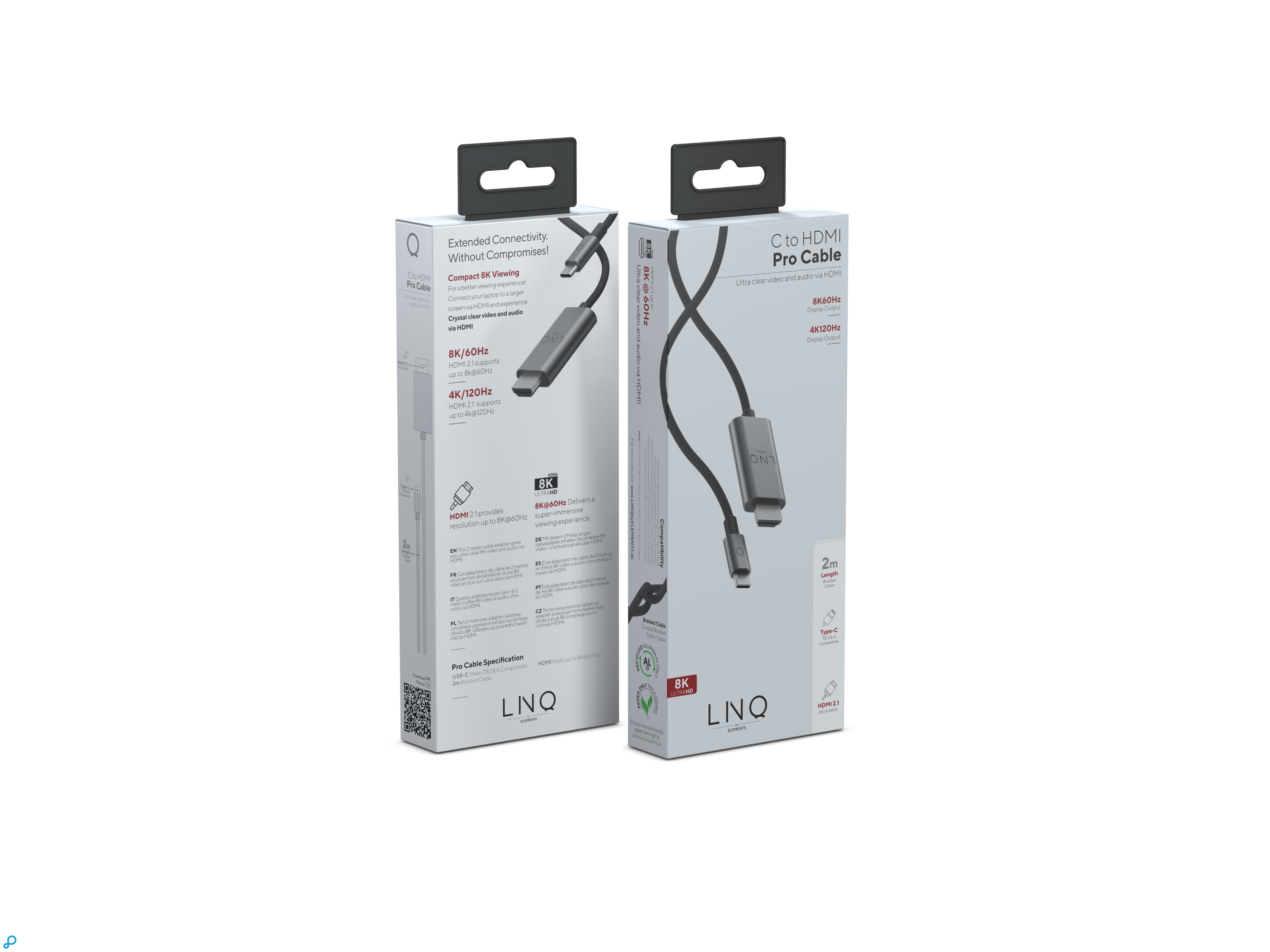 LINQ USB-C to HDMI 8K/60Hz PRO Cable - 2m Spacegrey-2