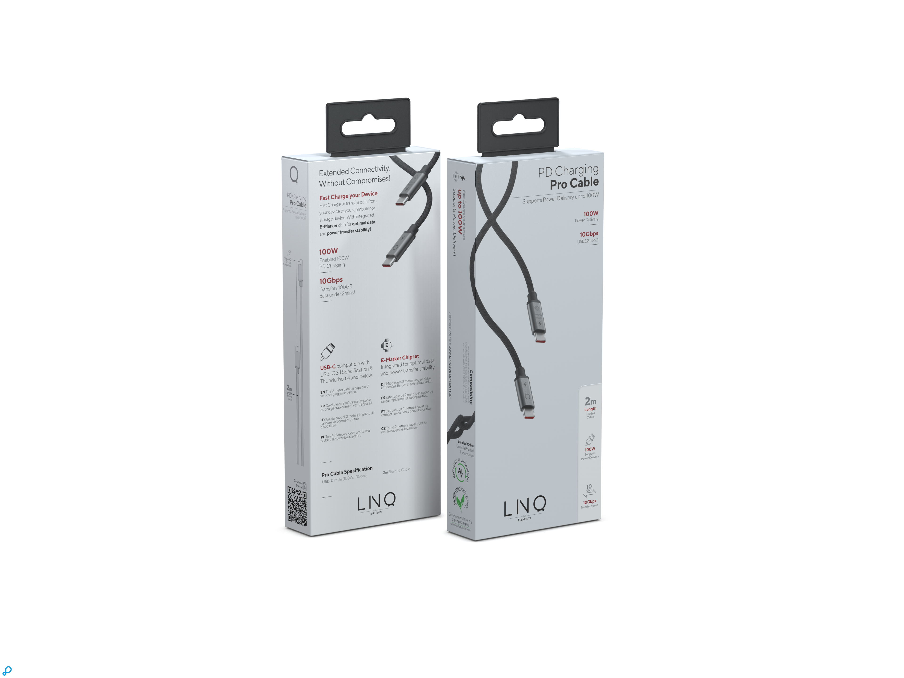 LINQ USB-C to USB-C 100W PD Charging -2mtr Spacegray-2