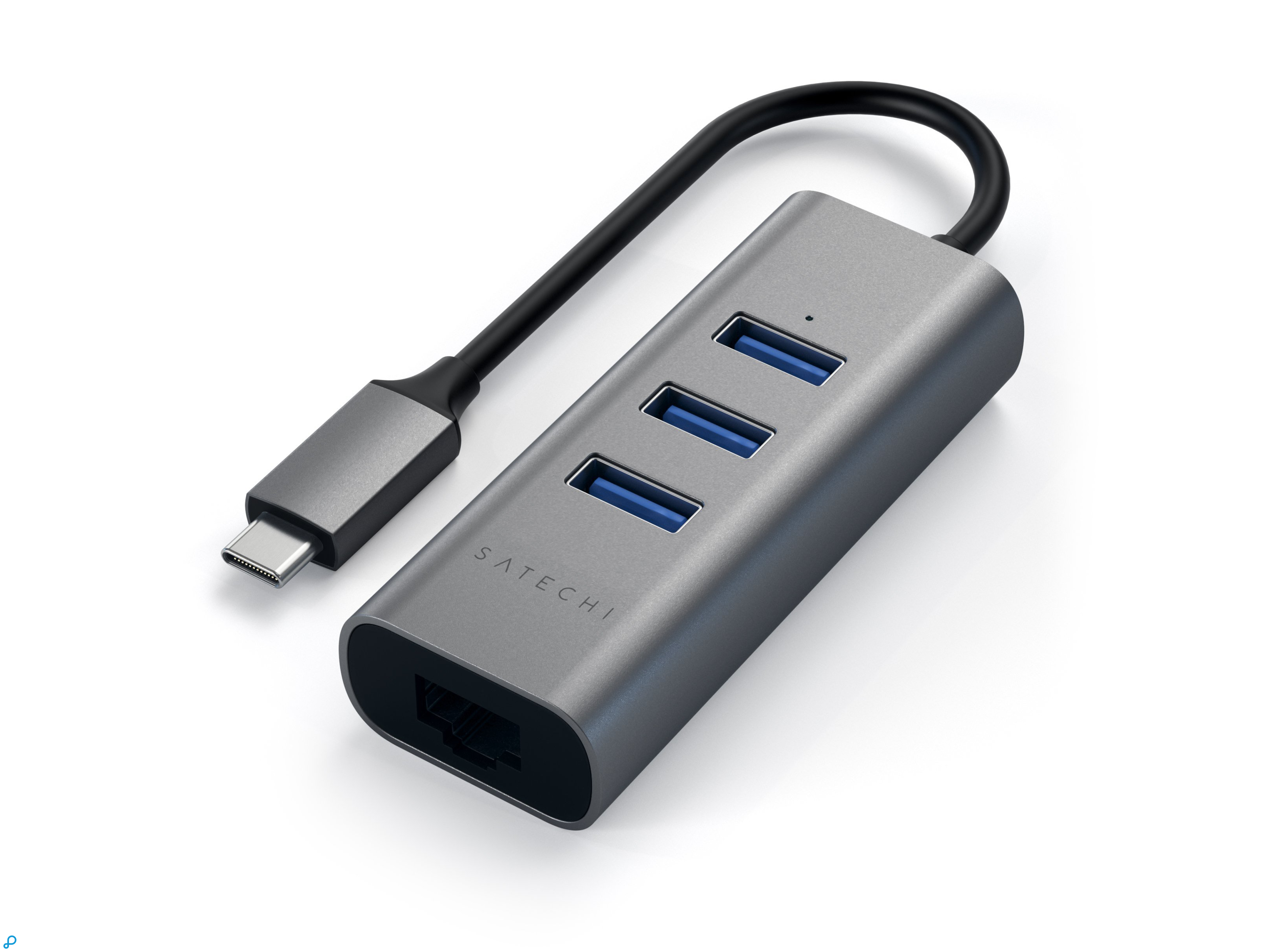 Satechi USB-C 3 Port USB 3.0 Hub & Ethernet - Space Grijs-0