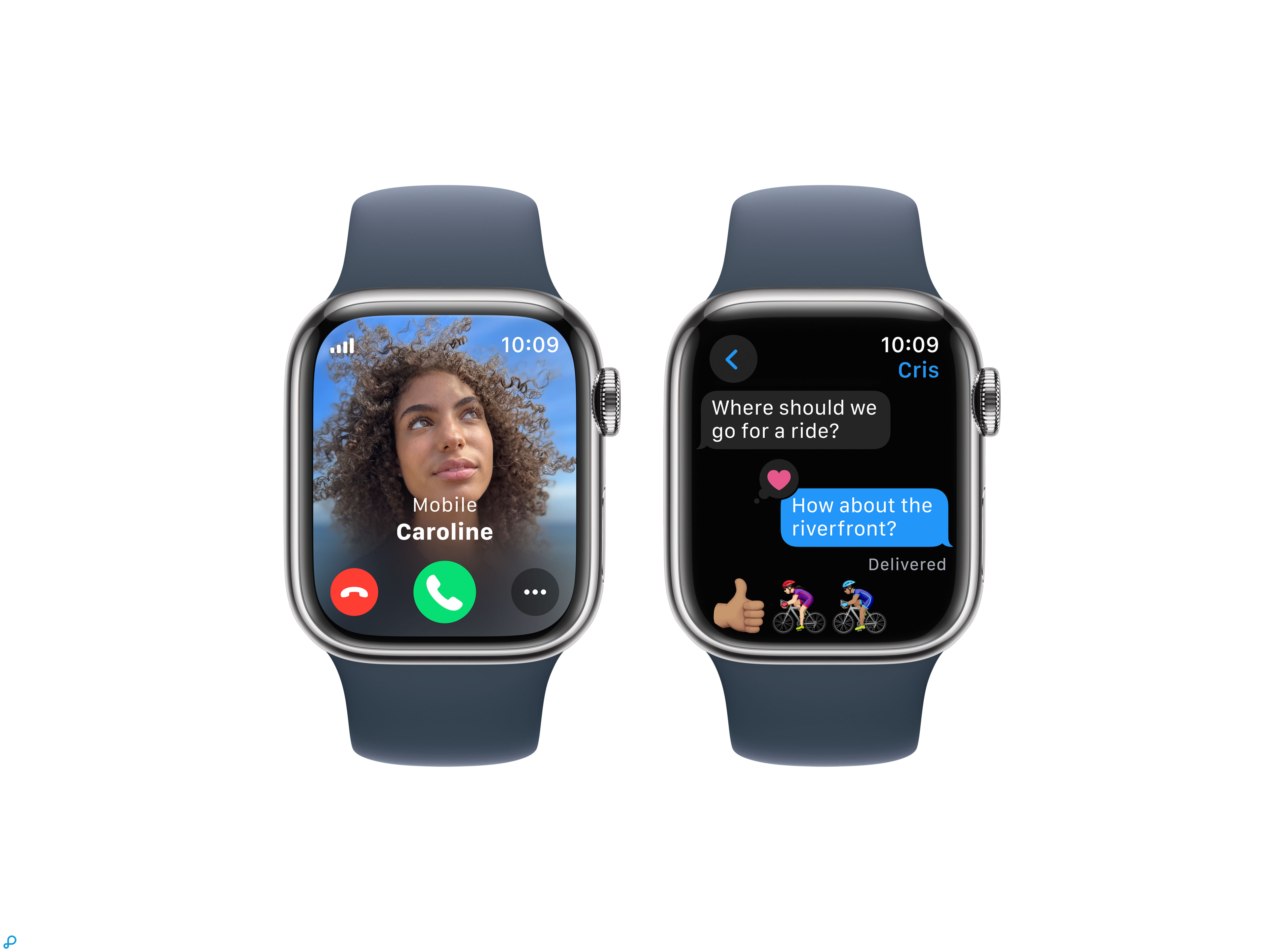 Apple Watch Series 9 GPS + Cellular 41mm Zilveren Roestvrijstalen Kast met Storm Blauwe Sportband - M/L-3