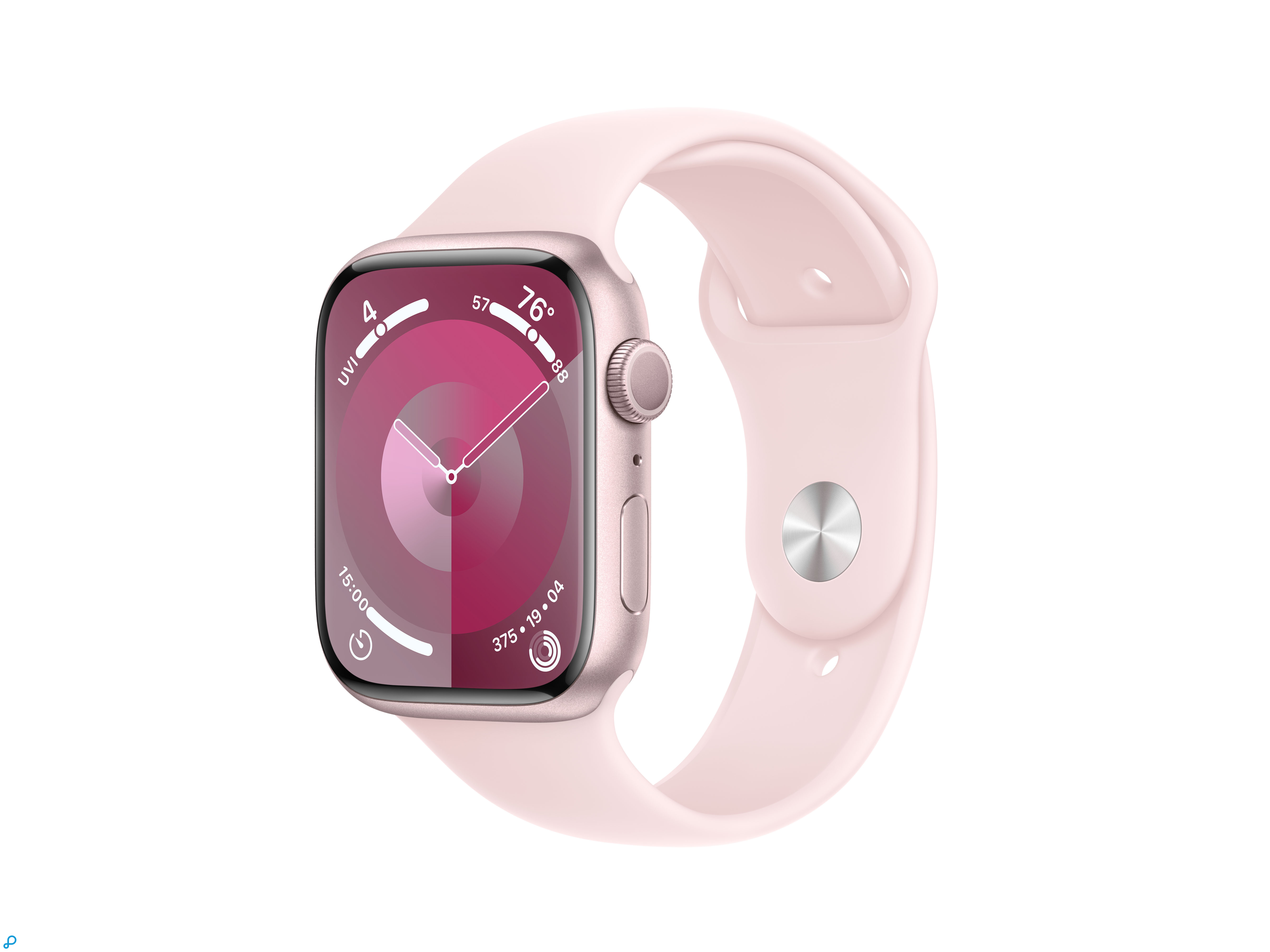 Apple Watch Series 9 GPS 45mm Pink Aluminium Case with Light Pink Sport Band - S/M-0