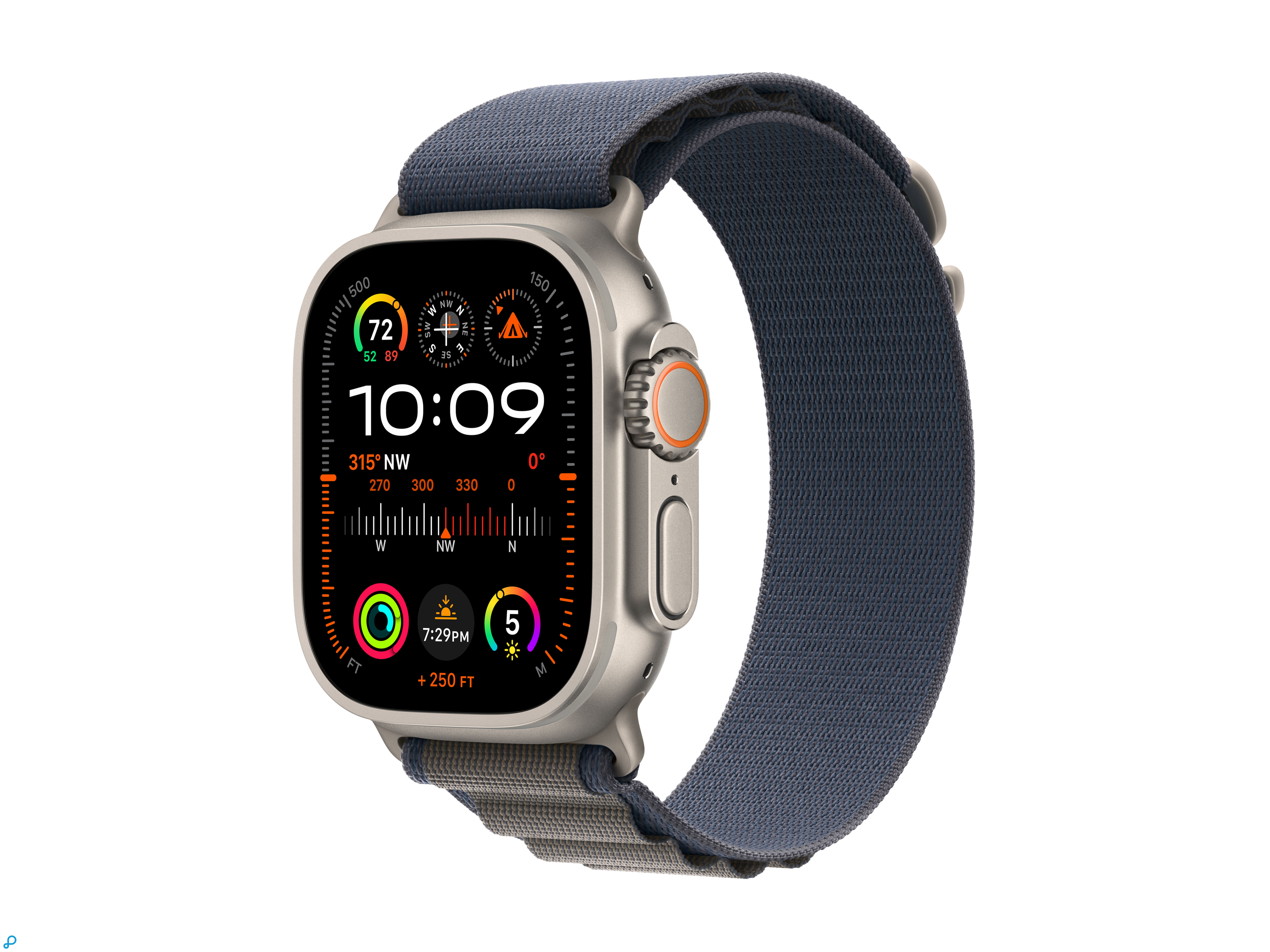 Apple Watch Ultra 2 GPS + Cellular, 49mm Titanium Case met Blauwe Alpine Loop - Medium-0