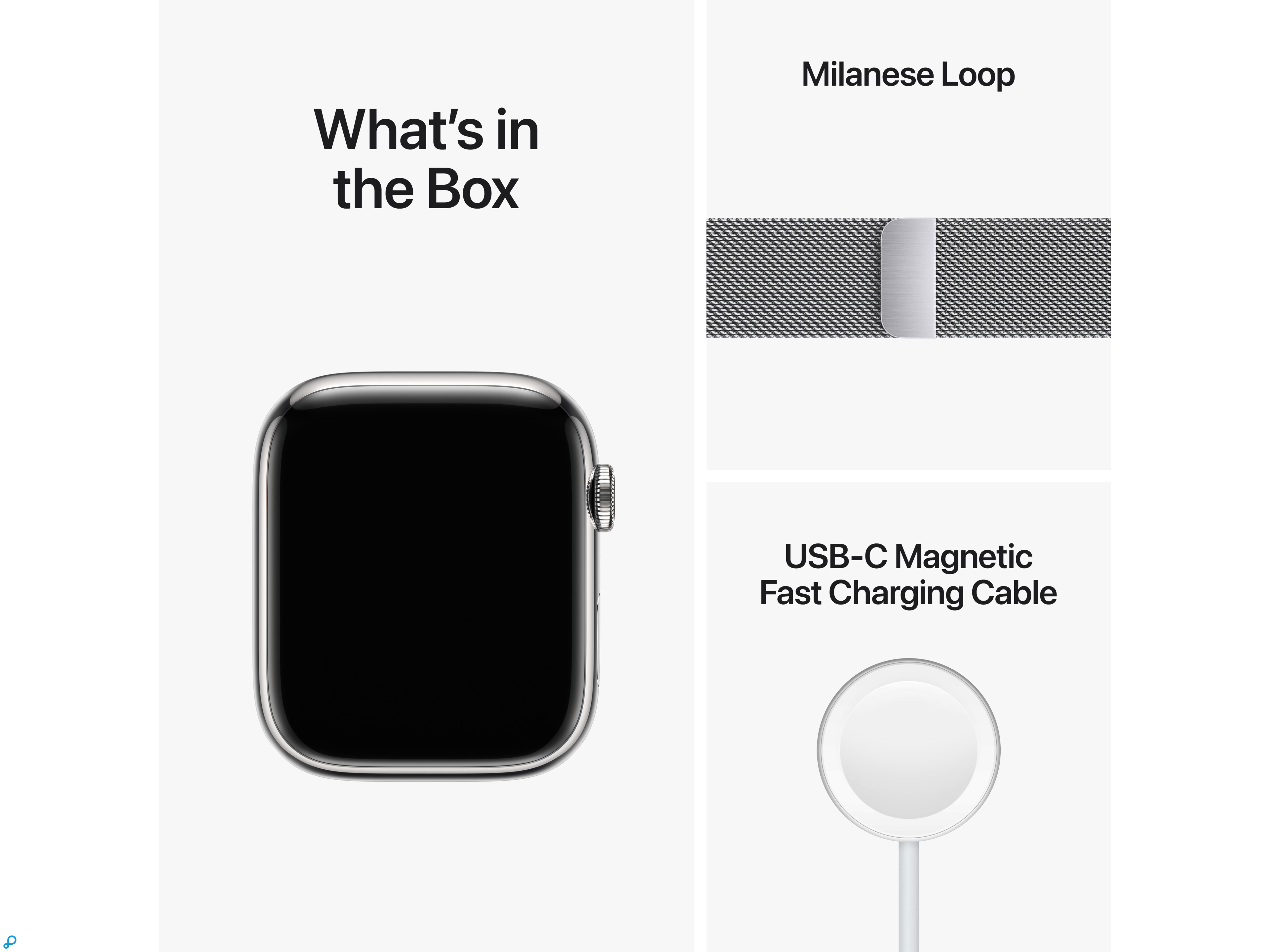 Apple Watch Series 8 GPS + Cellular 45mm Silver Stainless Steel Case with Silver Milanese Loop-3