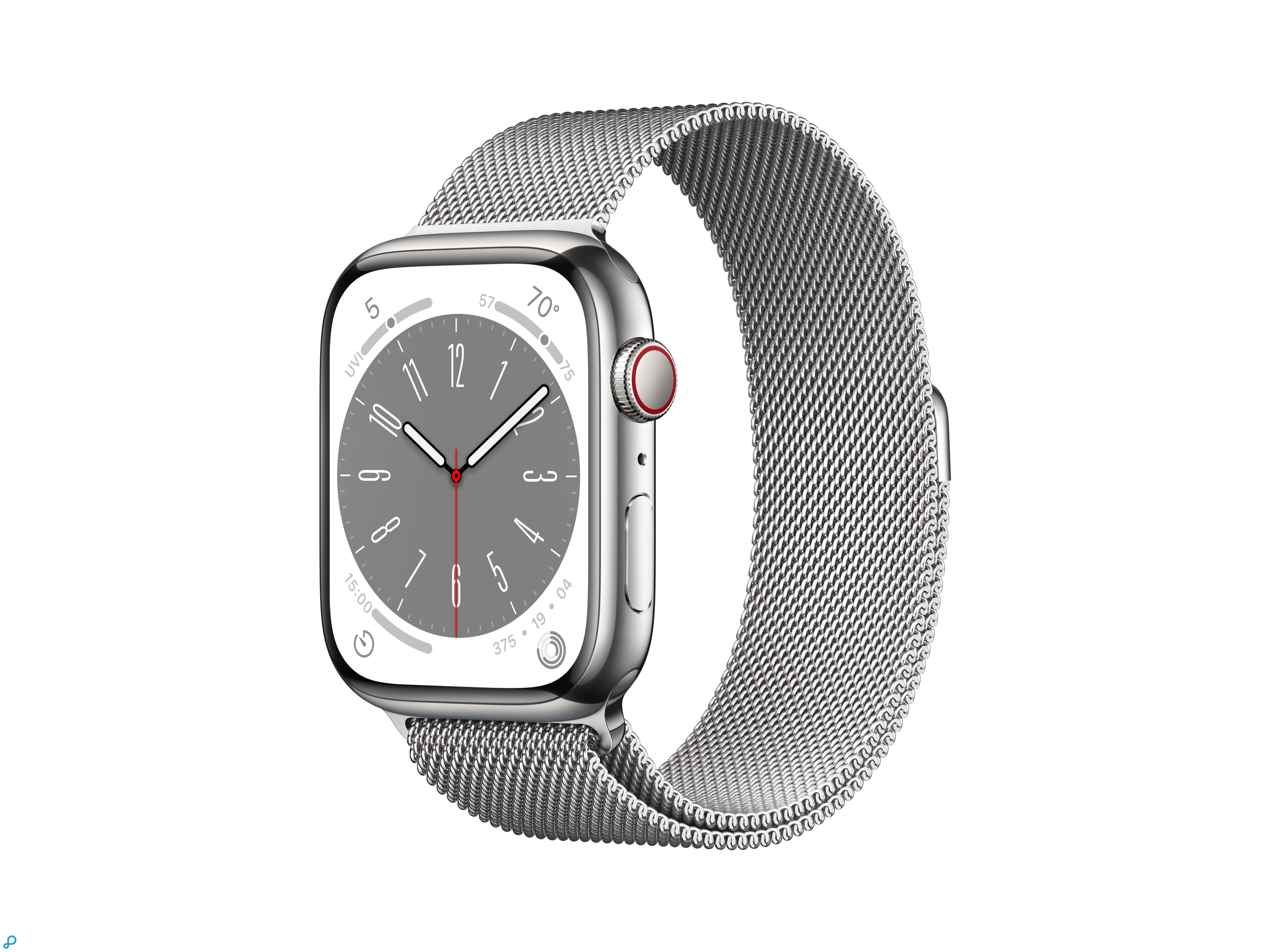 Apple Watch Series 8 GPS + Cellular 45mm Silver Stainless Steel Case with Silver Milanese Loop-0