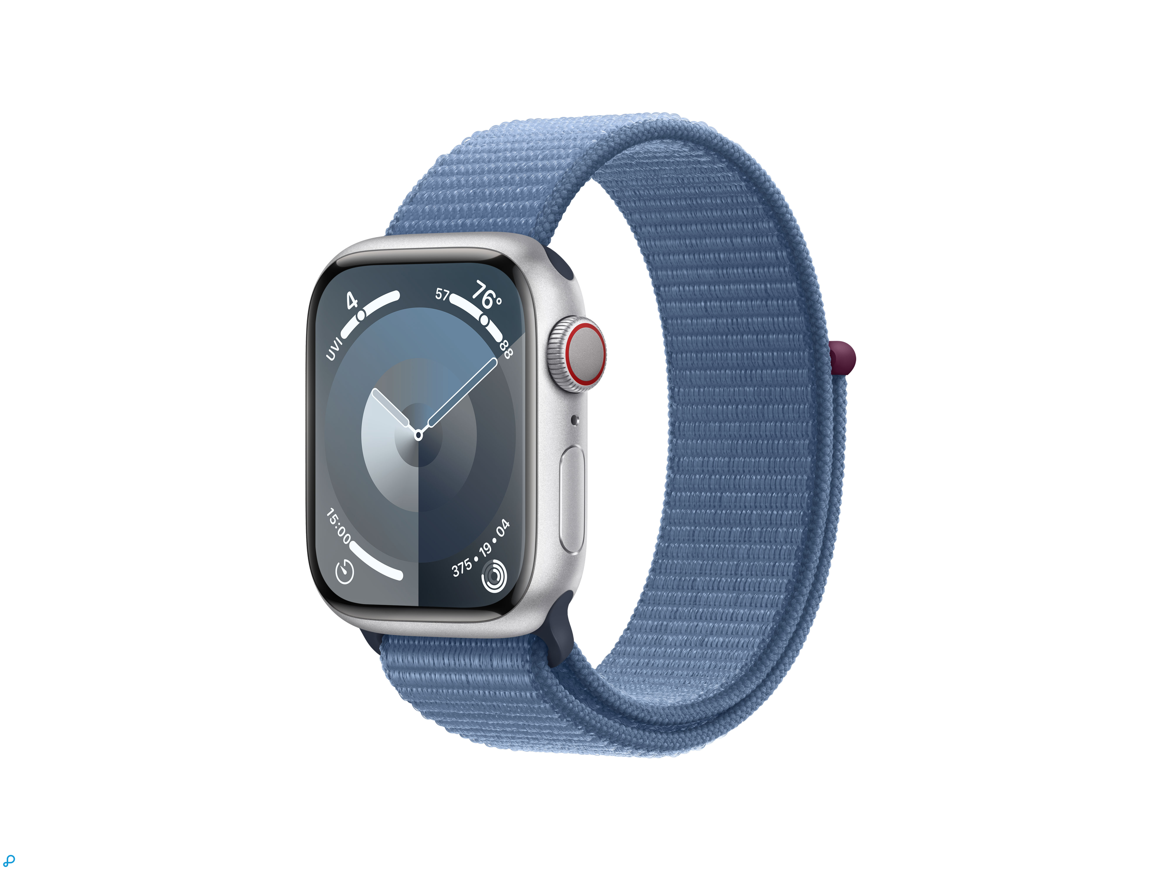 Apple Watch Series 9 GPS + Cellular 41mm Zilver Aluminium Kast met Winter Blauwe Sportlus-0