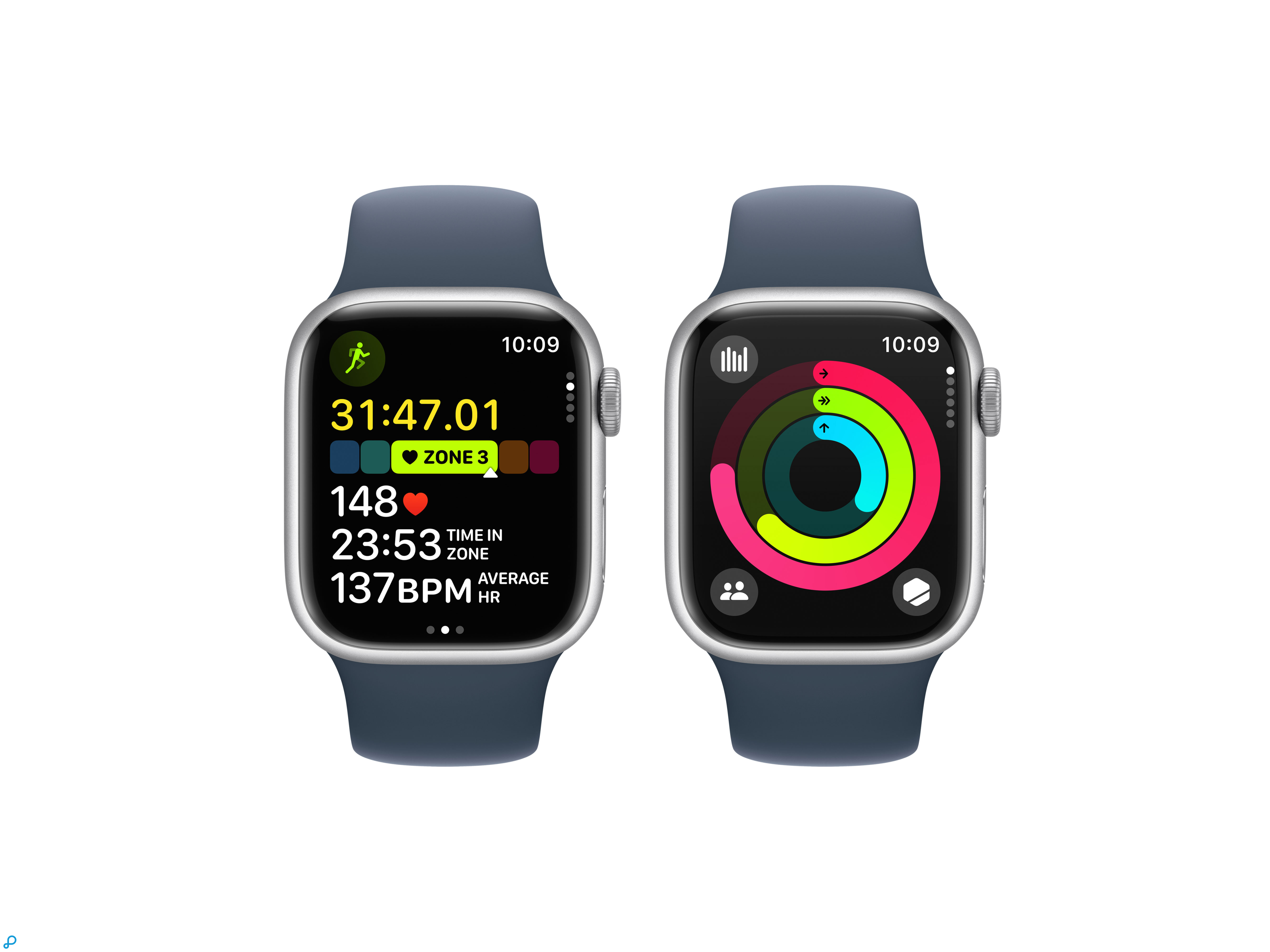 Apple Watch Series 9 GPS 41mm Zilver Aluminium Kast met Storm Blauwe Sportband - S/M-5