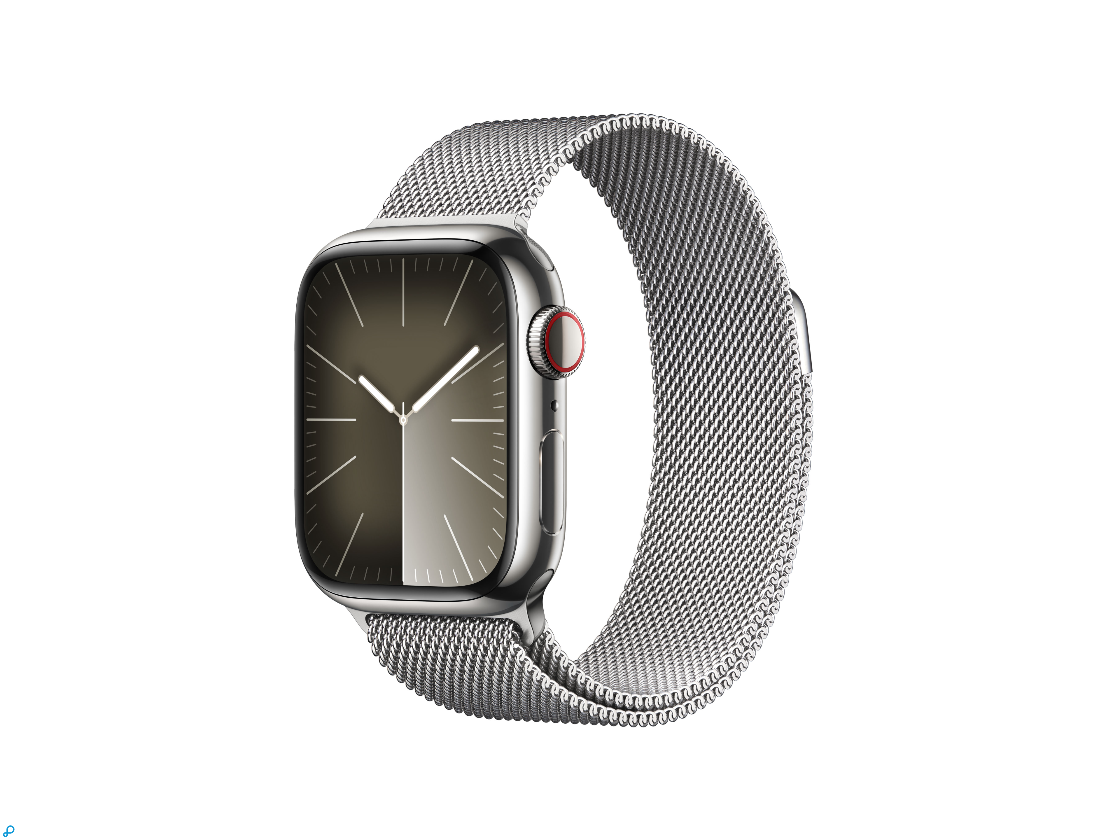 Apple Watch Series 9 GPS + Cellular 41mm Zilveren Roestvrijstalen Kast met Zilveren Milanese Lus-0