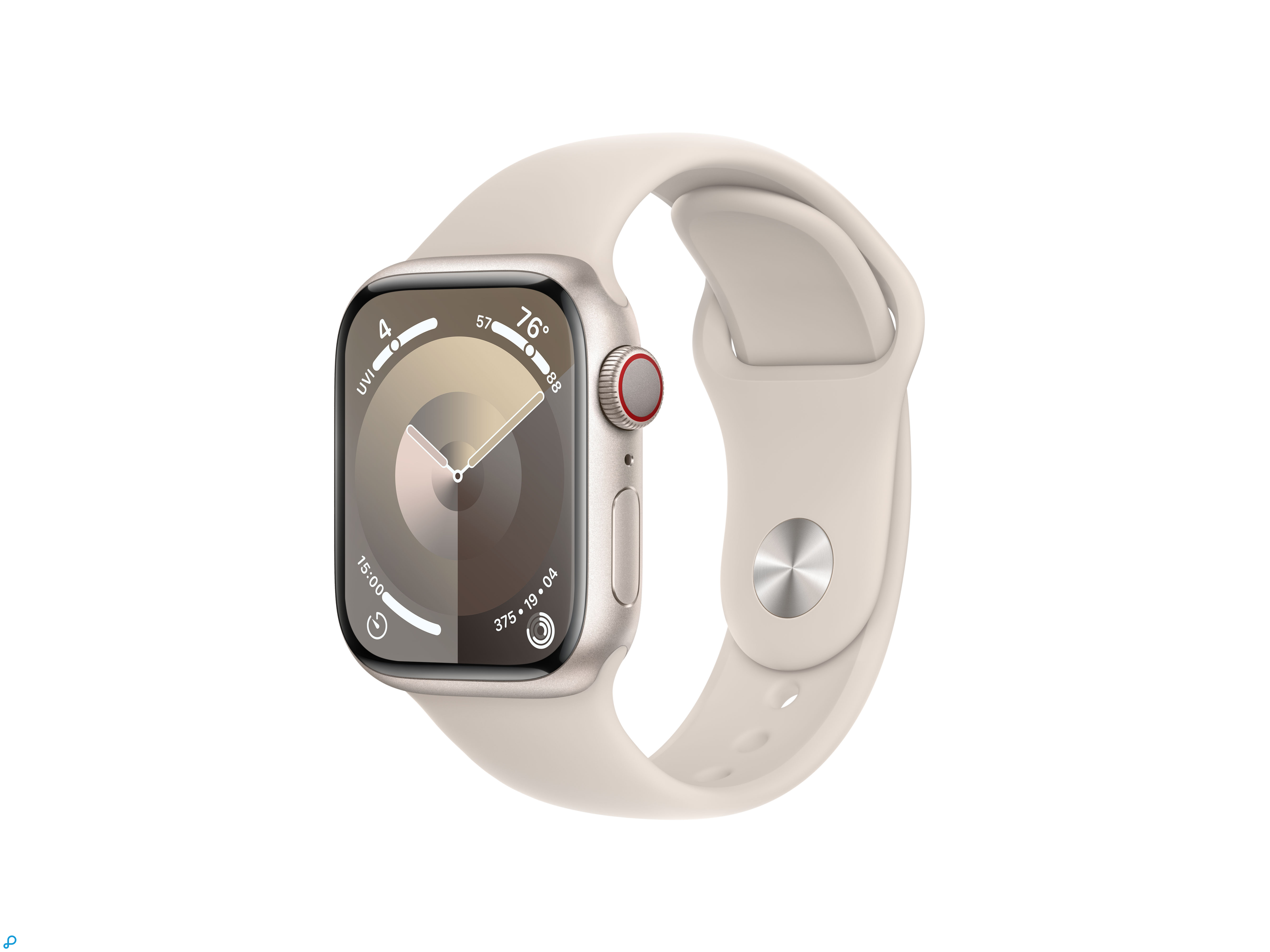 Apple Watch Series 9 GPS + Cellular 41mm Sterlicht Aluminium Kast met Sterlicht Sportband - M/L-0