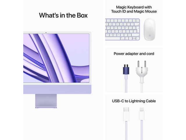 24-inch iMac with Retina 4.5K display: Apple M3 chip with 8-core CPU and 10-core GPU, 256GB SSD - Purple-7