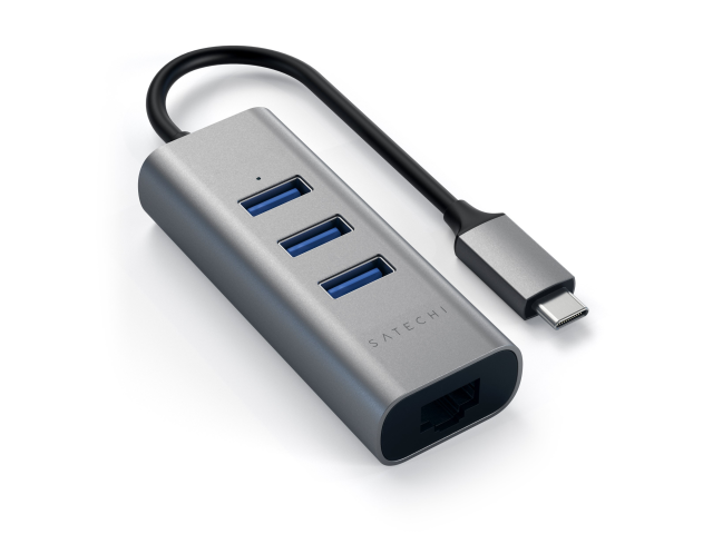 Satechi USB-C 3 Port USB 3.0 Hub & Ethernet - Space Grey-1