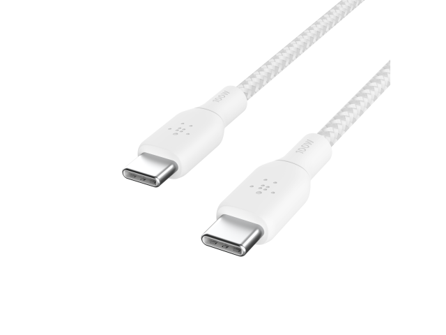 Belkin 100w USB-C Naar USB-C Gewoven Kabel 2M Wit-4