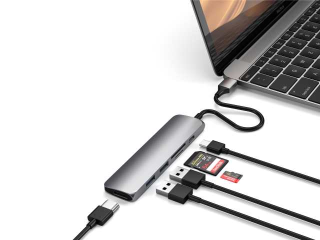 Satechi USB-C Slim Multi-Port Adapter V2 - Space Grijs-3