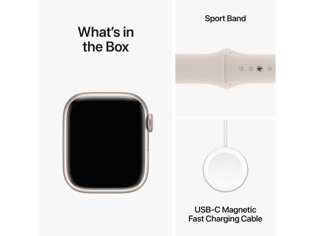 Apple Watch Series 9 GPS + Cellular 41mm Sterlicht Aluminium Kast met Sterlicht Sportband - S/M-7