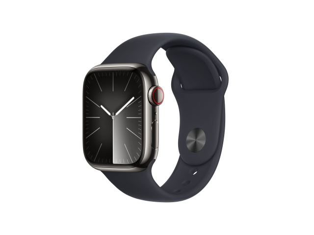 Apple Watch Series 9 GPS + Cellular 41mm Graphite Stainless Steel Case with Midnight Sport Band - M/L-0