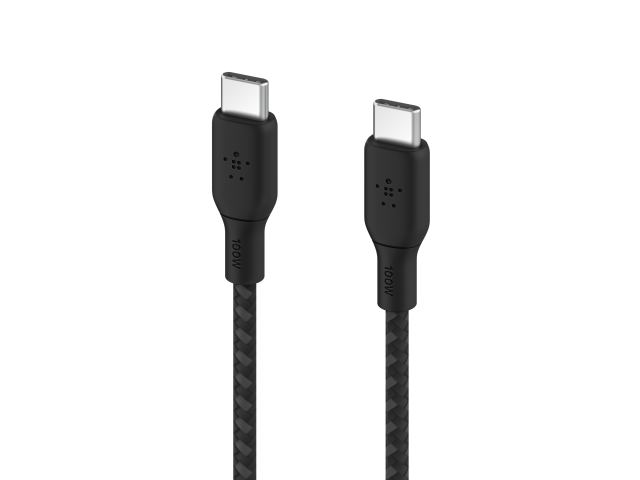 Belkin 100w USB-C to USB-C Braided Cable 2M Black-1