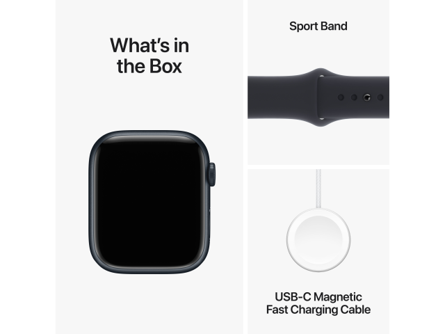 Apple Watch Series 9 GPS + Cellular 45mm Midnight Aluminium Case with Midnight Sport Band - M/L-7