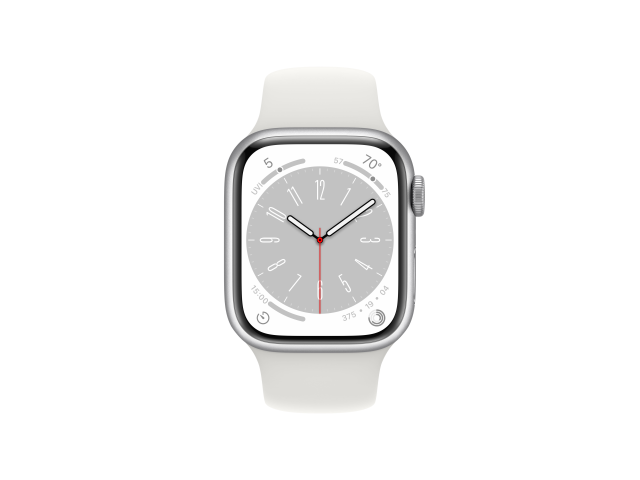 Apple Watch Series 8 GPS 41mm Zilver Aluminium Case met Witte Sport Band - Regular-1