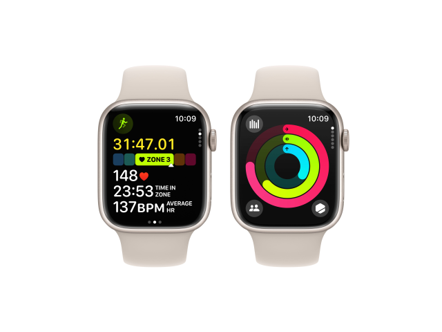 Apple Watch Series 9 GPS 45mm Sterlicht Aluminium Kast met Sterlicht Sportband - S/M-5