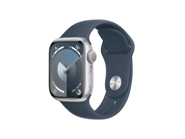 Apple Watch Series 9 GPS 41mm Zilver Aluminium Kast met Storm Blauwe Sportband - S/M-0