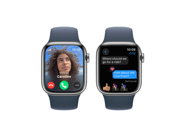 Apple Watch Series 9 GPS + Cellular 41mm Zilveren Roestvrijstalen Kast met Storm Blauwe Sportband - S/M-3