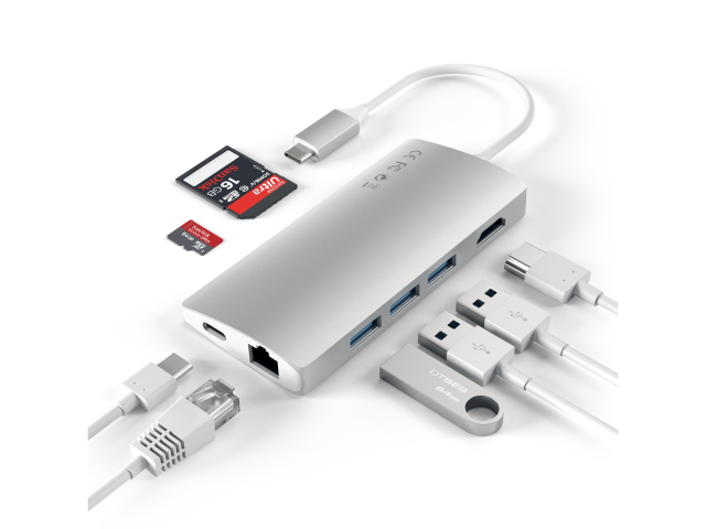 Satechi USB-C Multi-Port Adapter 4K Ethernet Silver v2-5