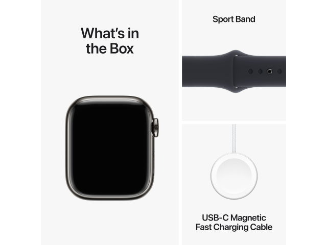 Apple Watch Series 9 GPS + Cellular 41mm Graphite Stainless Steel Case with Midnight Sport Band - M/L-7