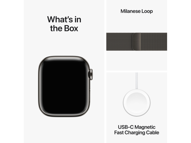 Apple Watch Series 9 GPS + Cellular 41mm Graphite Stainless Steel Case with Graphite Milanese Loop-7