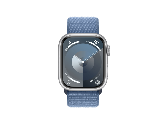 Apple Watch Series 9 GPS + Cellular 41mm Zilver Aluminium Kast met Winter Blauwe Sportlus-1