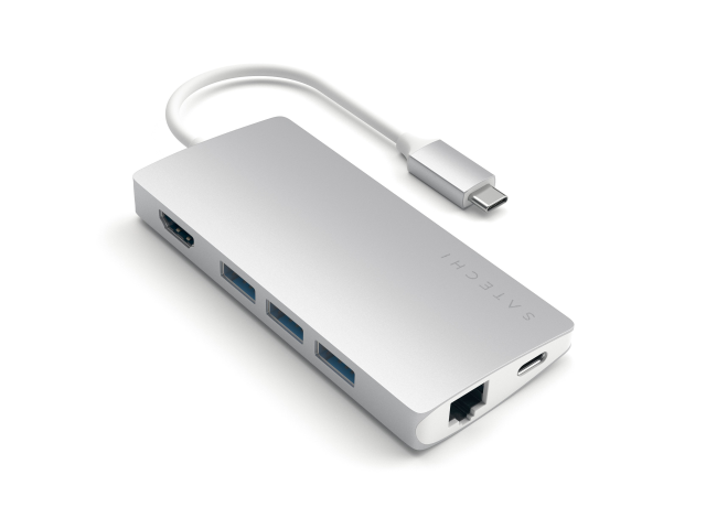 Satechi USB-C MultiPort Adapter V2, HDMI 4K 60Hz, 3x USB 3.0, Ethernet, SD/MicroSD, USB-C PD 60w - Space Gray-0