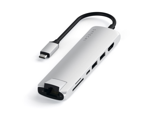 Satechi USB-C Slim Multiport Ethernet Adapter Silver-0