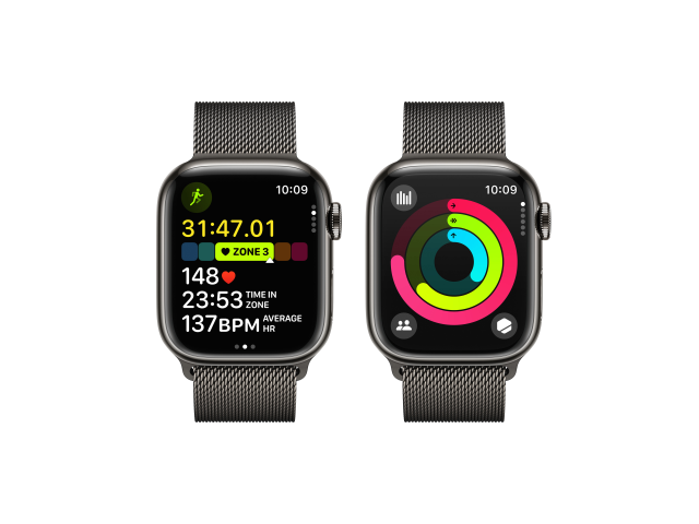 Apple Watch Series 9 GPS + Cellular 41mm Graphite Stainless Steel Case with Graphite Milanese Loop-5