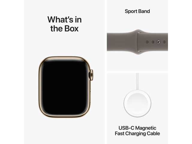 Apple Watch Series 9 GPS + Cellular 41mm Gold Stainless Steel Case with Clay Sport Band - M/L-7