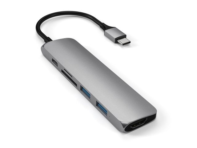 Satechi USB-C Slim Multi-Port Adapter V2 - Space Grijs-1