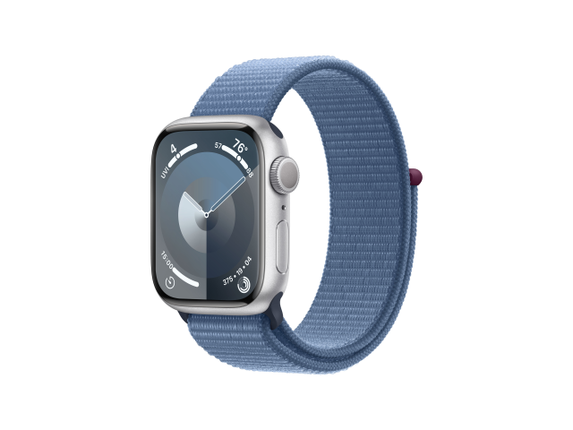 Apple Watch Series 9 GPS 41mm Zilver Aluminium Kast met Winter Blauwe Sportlus-0