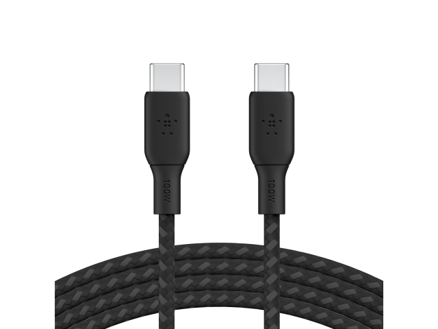 Belkin 100w USB-C to USB-C Braided Cable 3M Black-2