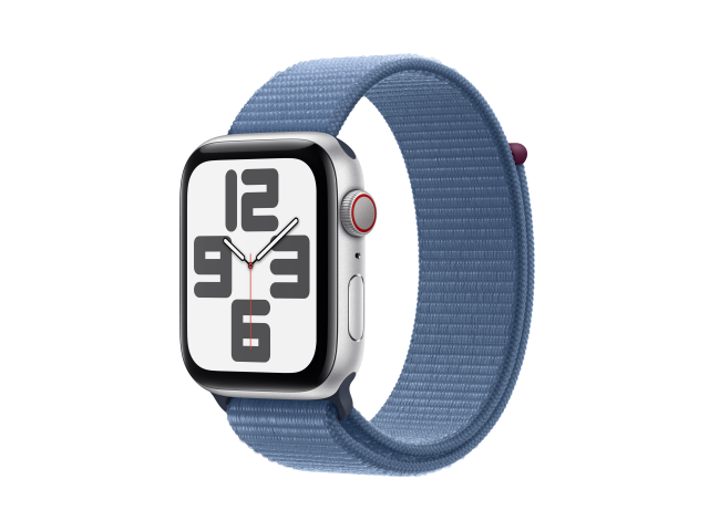 Apple Watch SE GPS + Cellular 44mm Silver Aluminium Case with Winter Blue Sport Loop-0