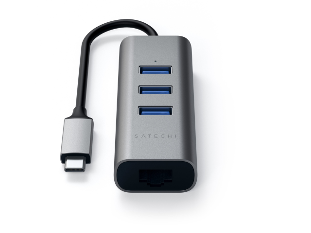 Satechi USB-C 3 Port USB 3.0 Hub & Ethernet - Space Grey-2