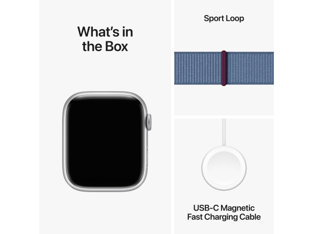 Apple Watch Series 9 GPS + Cellular 45mm Silver Aluminium Case with Winter Blue Sport Loop-7