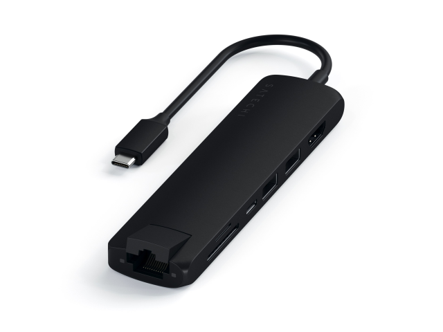 Satechi USB-C Slim Multiport Ethernet Adapter Zwart-0