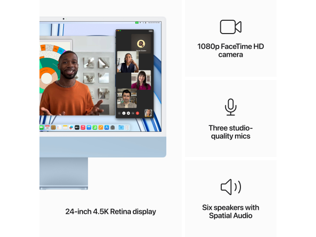 24-inch iMac met Retina 4.5K-display: Apple M3-chip met 8-core CPU en 10-core GPU, 256 GB SSD - Blauw-4